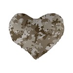 Tan Army Camouflage Standard 16  Premium Flano Heart Shape Cushions Back