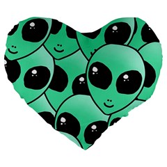 Alien Large 19  Premium Flano Heart Shape Cushions by Sapixe