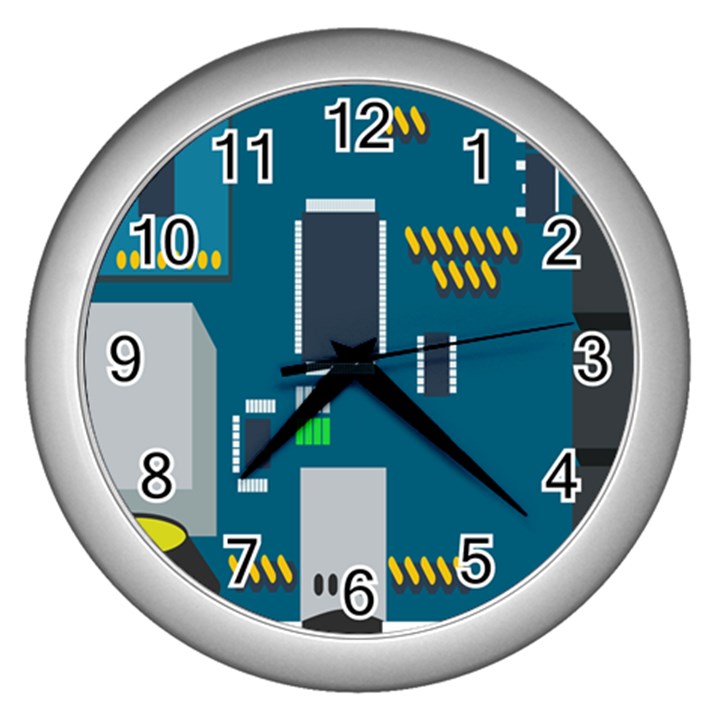 Amphisbaena Two Platform Dtn Node Vector File Wall Clock (Silver)