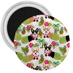 Corgis Hula Pattern 3  Magnets Front