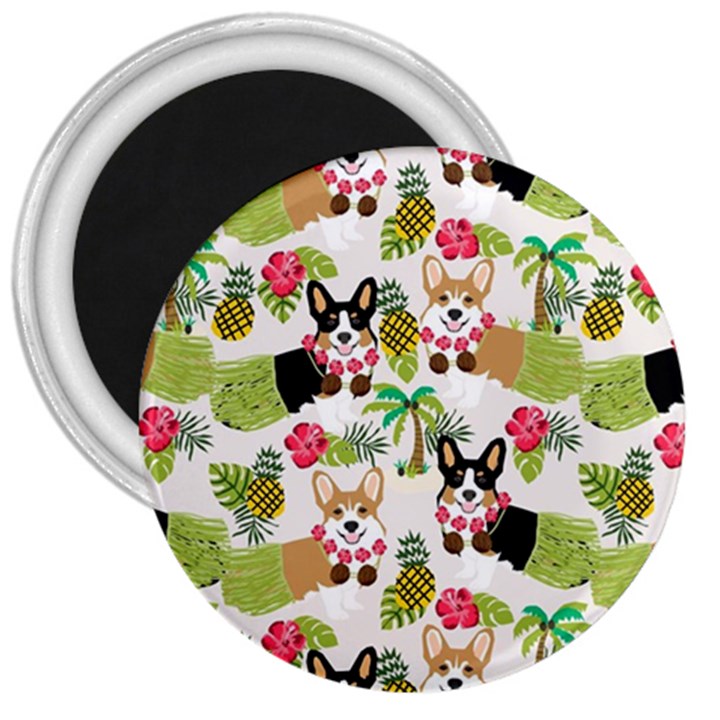 Corgis Hula Pattern 3  Magnets