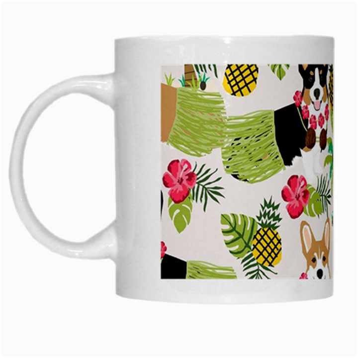 Corgis Hula Pattern White Mugs