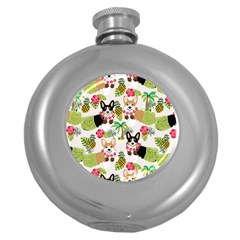 Corgis Hula Pattern Round Hip Flask (5 Oz) by Sapixe