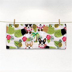 Corgis Hula Pattern Hand Towel by Sapixe