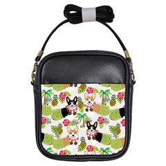 Corgis Hula Pattern Girls Sling Bag by Sapixe