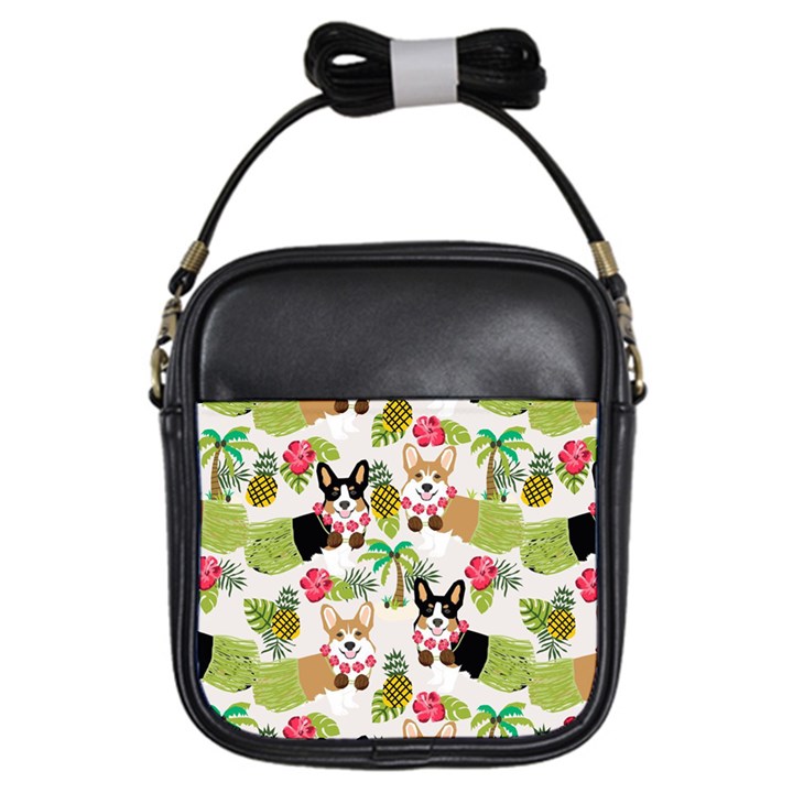 Corgis Hula Pattern Girls Sling Bag