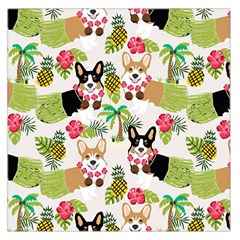 Corgis Hula Pattern Large Satin Scarf (square) by Sapixe