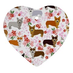 Corgis Corgi Pattern Heart Ornament (two Sides) by Sapixe