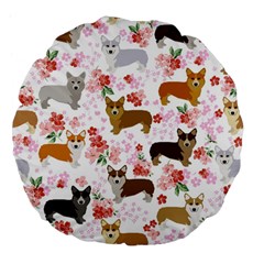 Corgis Corgi Pattern Large 18  Premium Flano Round Cushions by Sapixe