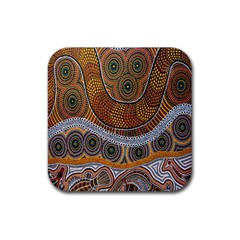 Aboriginal Traditional Pattern Rubber Coaster (square)  by Sapixe