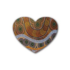 Aboriginal Traditional Pattern Heart Coaster (4 Pack)  by Sapixe