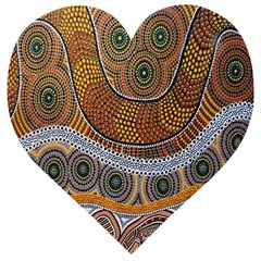 Aboriginal Traditional Pattern Wooden Puzzle Heart