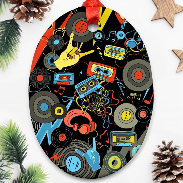 Music Pattern Ornament (Oval)