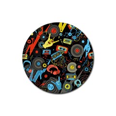 Music Pattern Rubber Coaster (round)  by Sapixe