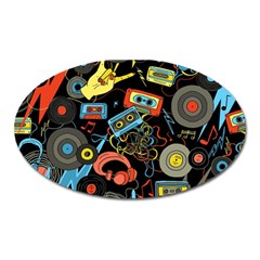 Music Pattern Oval Magnet by Sapixe