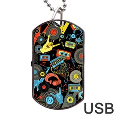 Music Pattern Dog Tag Usb Flash (one Side) by Sapixe