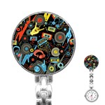 Music Pattern Stainless Steel Nurses Watch Front