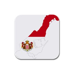 Monaco Country Europe Flag Borders Rubber Square Coaster (4 Pack)  by Sapixe