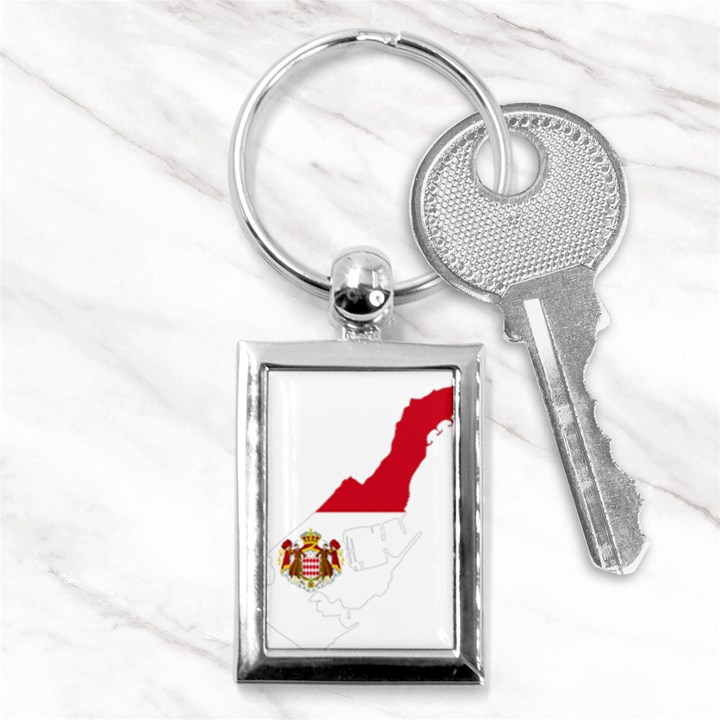 Monaco Country Europe Flag Borders Key Chain (Rectangle)