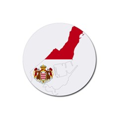 Monaco Country Europe Flag Borders Rubber Coaster (round)  by Sapixe