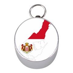 Monaco Country Europe Flag Borders Mini Silver Compasses by Sapixe