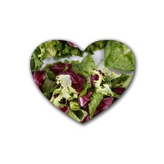 Salad Lettuce Vegetable Rubber Coaster (heart)  by Sapixe