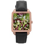 Salad Lettuce Vegetable Rose Gold Leather Watch  Front