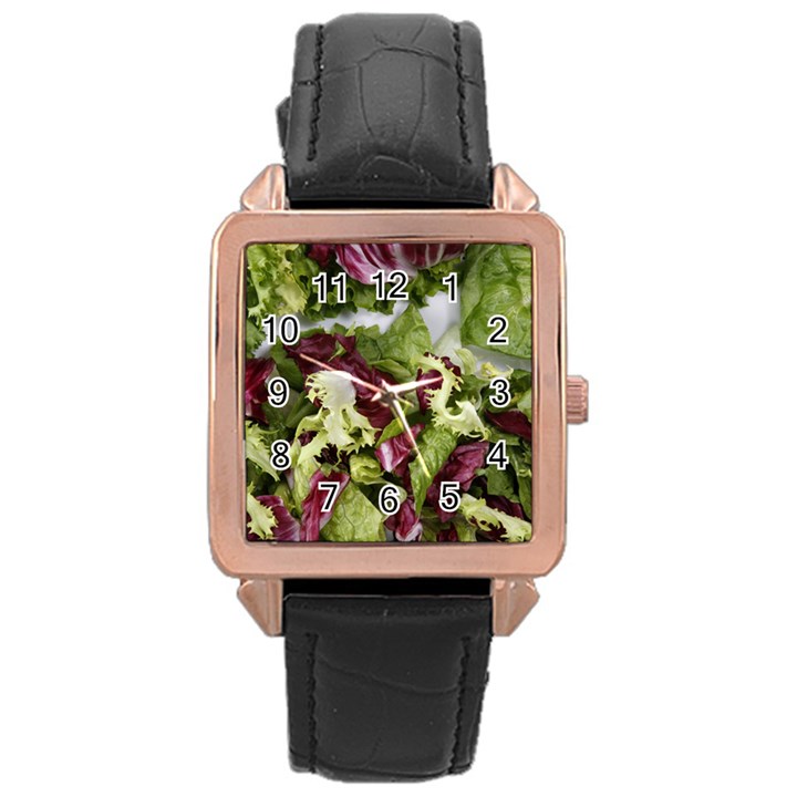 Salad Lettuce Vegetable Rose Gold Leather Watch 