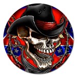 Confederate Flag Usa America United States Csa Civil War Rebel Dixie Military Poster Skull Magnet 5  (Round) Front