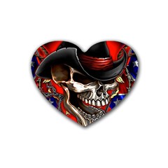 Confederate Flag Usa America United States Csa Civil War Rebel Dixie Military Poster Skull Heart Coaster (4 Pack)  by Sapixe