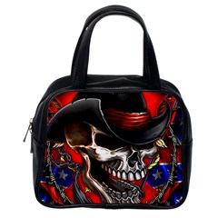 Confederate Flag Usa America United States Csa Civil War Rebel Dixie Military Poster Skull Classic Handbag (one Side) by Sapixe