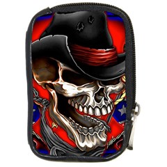 Confederate Flag Usa America United States Csa Civil War Rebel Dixie Military Poster Skull Compact Camera Leather Case by Sapixe