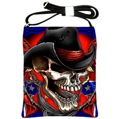 Confederate Flag Usa America United States Csa Civil War Rebel Dixie Military Poster Skull Shoulder Sling Bag by Sapixe