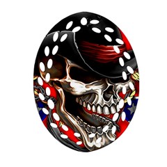 Confederate Flag Usa America United States Csa Civil War Rebel Dixie Military Poster Skull Ornament (oval Filigree) by Sapixe