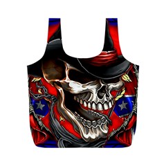 Confederate Flag Usa America United States Csa Civil War Rebel Dixie Military Poster Skull Full Print Recycle Bag (m) by Sapixe