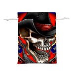 Confederate Flag Usa America United States Csa Civil War Rebel Dixie Military Poster Skull Lightweight Drawstring Pouch (M) Front