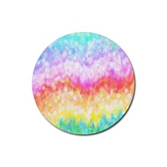 Rainbow Pontilism Background Rubber Round Coaster (4 Pack) 