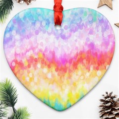 Rainbow Pontilism Background Heart Ornament (two Sides)