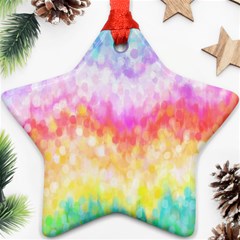 Rainbow Pontilism Background Star Ornament (two Sides)