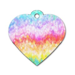 Rainbow Pontilism Background Dog Tag Heart (two Sides)