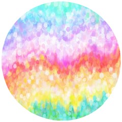 Rainbow Pontilism Background Wooden Puzzle Round