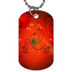 Golden Heart On Vintage Background Dog Tag (one Side) by FantasyWorld7