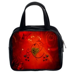 Golden Heart On Vintage Background Classic Handbag (two Sides)