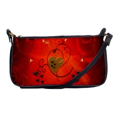 Golden Heart On Vintage Background Shoulder Clutch Bag by FantasyWorld7