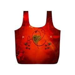 Golden Heart On Vintage Background Full Print Recycle Bag (s) by FantasyWorld7