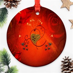 Golden Heart On Vintage Background Ornament (round) by FantasyWorld7