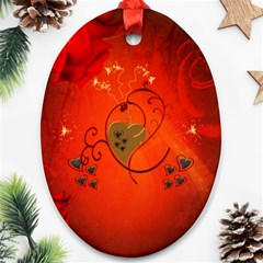 Golden Heart On Vintage Background Ornament (oval) by FantasyWorld7