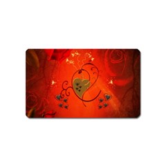 Golden Heart On Vintage Background Magnet (name Card) by FantasyWorld7