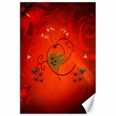 Golden Heart On Vintage Background Canvas 20  X 30  by FantasyWorld7