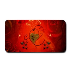 Golden Heart On Vintage Background Medium Bar Mats by FantasyWorld7